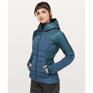 Lululemon Down For It All Jacket Petrol Blue Size 6 Performance Outerwear